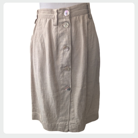 Vintage Ralph Lauren Country Linen Button Front Midi Skirt Size 4 - Picture 4 of 12